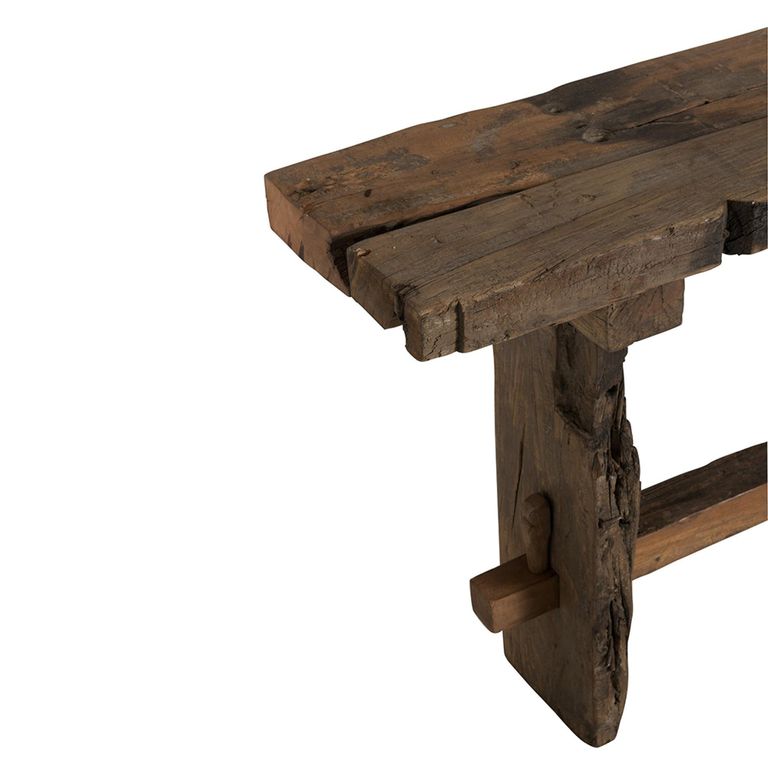 Rough Console Table - Trestle Frame - Brown - Recycled Wood