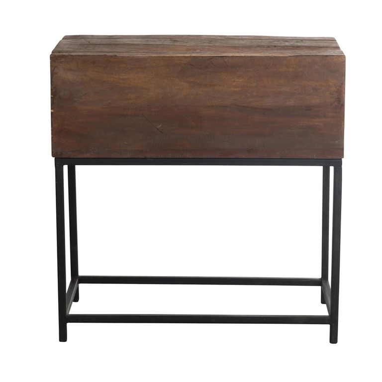 Rough Distressed Console Table - Multi Drawer - Brown and Black - Recycled Wood and Metal
