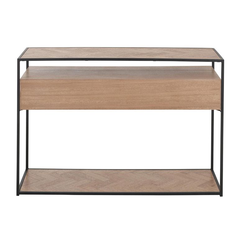 Zigzag Console Table - 2 Drawer - Natural and Black - Wood and Metal