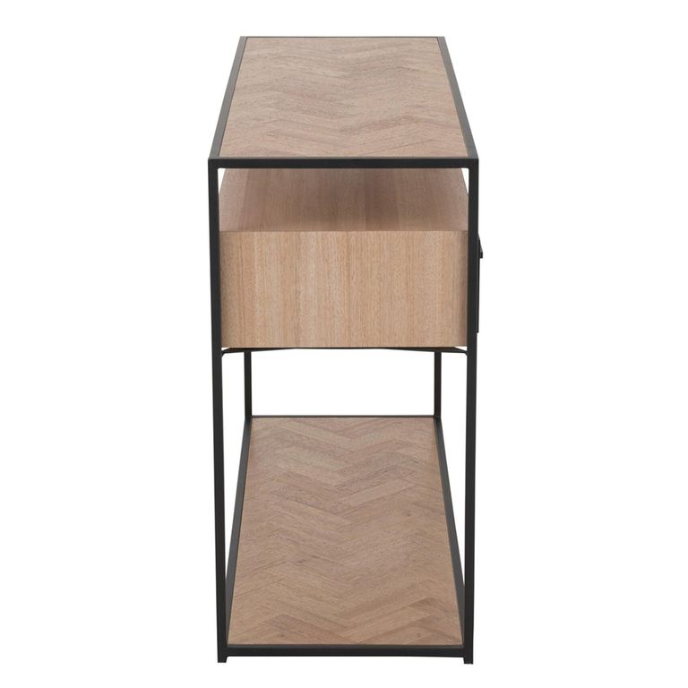 Zigzag Console Table - 2 Drawer - Natural and Black - Wood and Metal