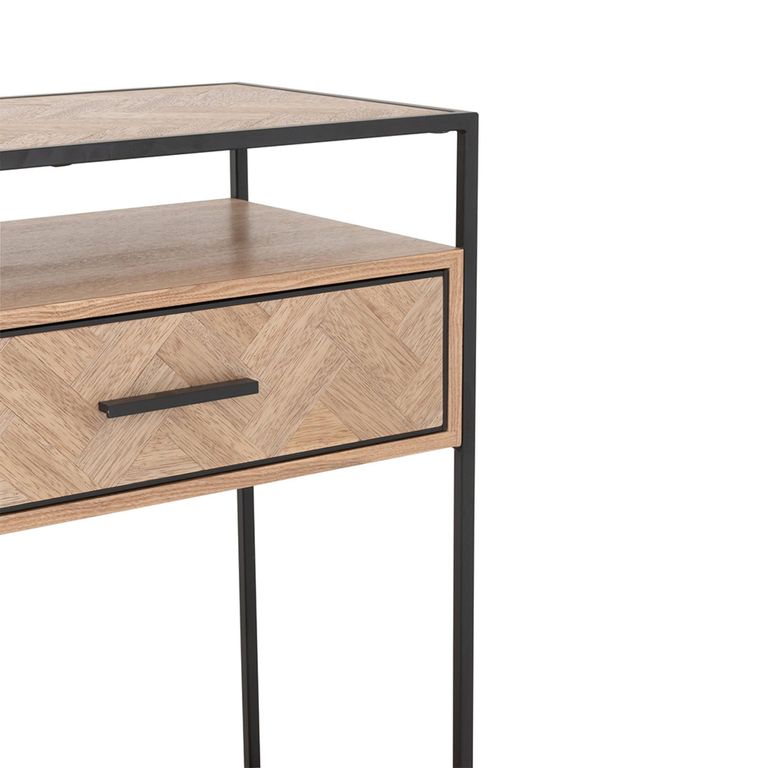 Zigzag Console Table - 2 Drawer - Natural and Black - Wood and Metal
