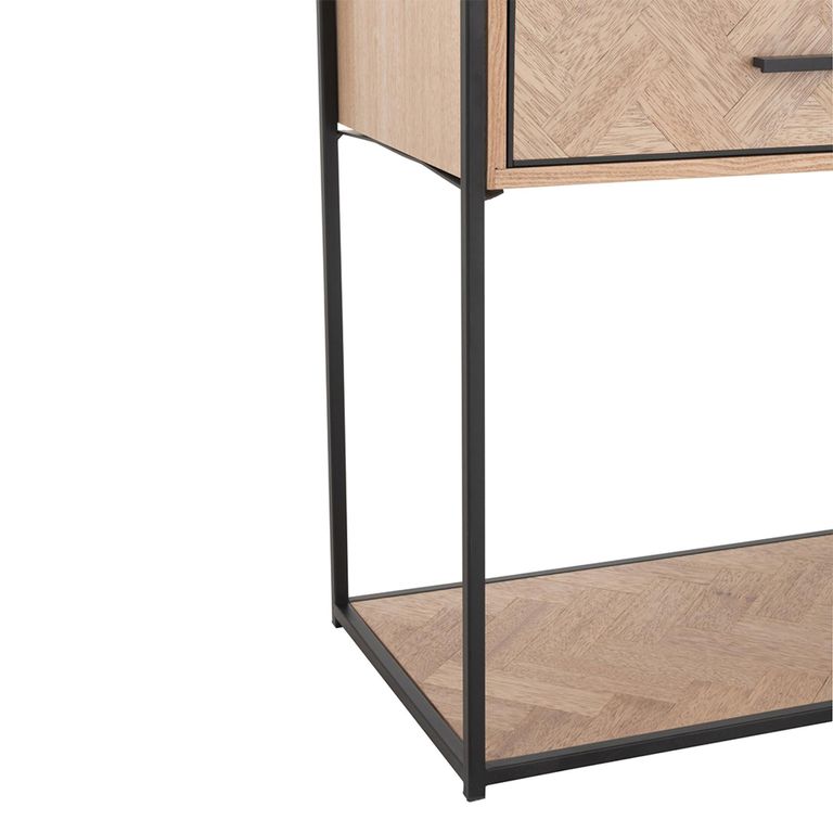 Zigzag Console Table - 2 Drawer - Natural and Black - Wood and Metal