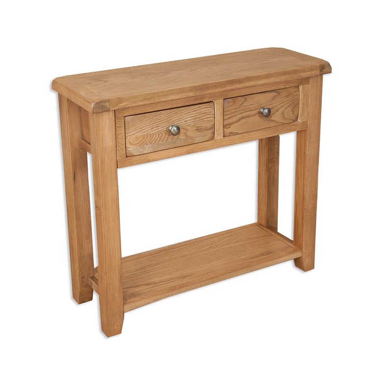 Melbourne Country Oak Console Table - 2 Drawer - Rustic