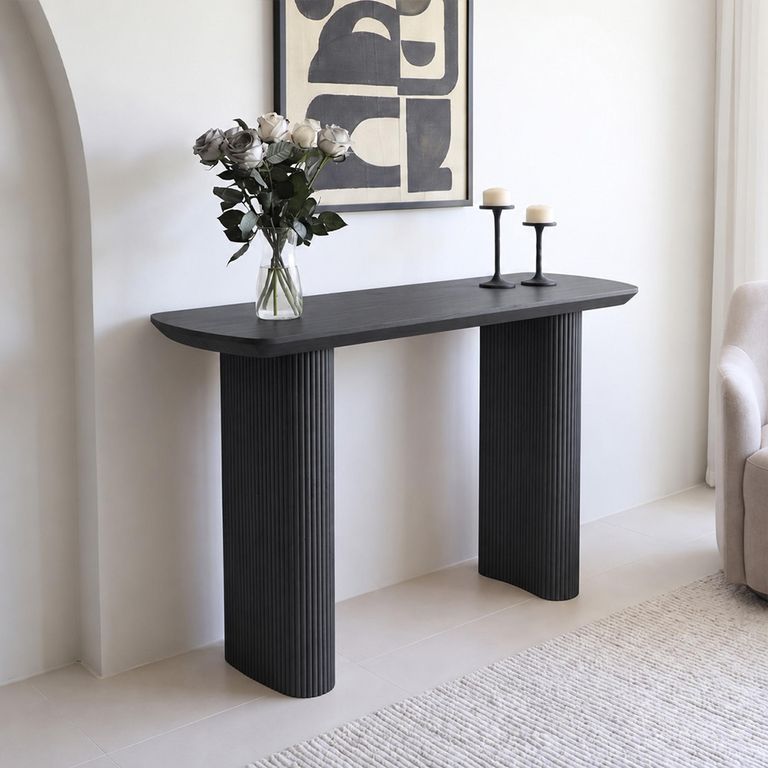 Bern Fluted Black Pedestal Console Table