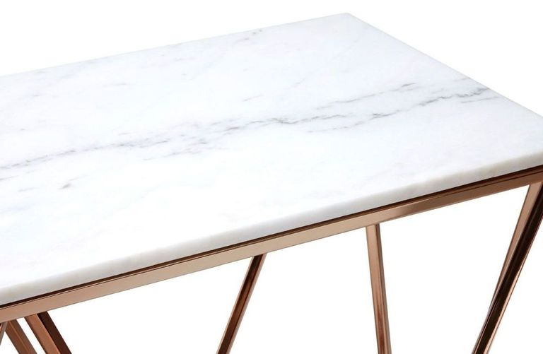 Allure Console Table - White Faux Marble - Champagne Gold Base
