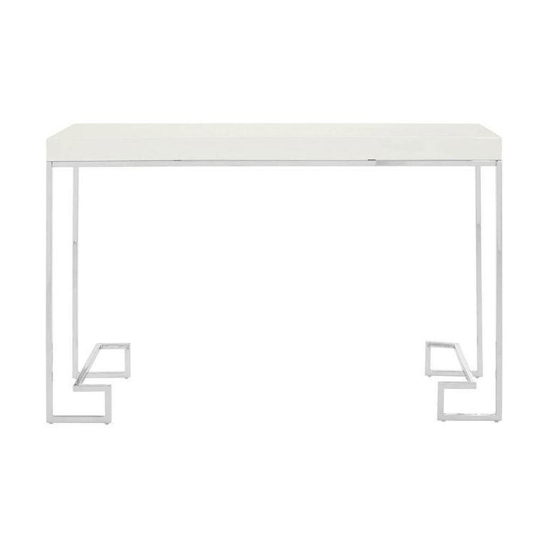 Allure Console Table - White Marble - Chrome Angled Legs