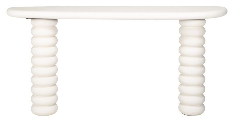 Bloomstone White Lime Plaster Curved Console Table
