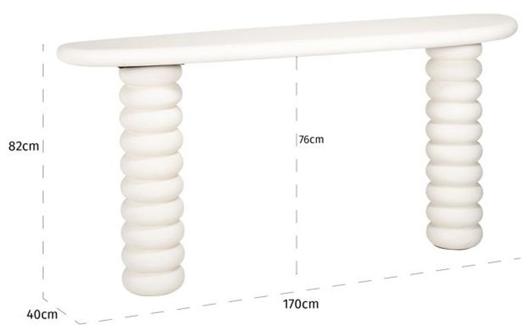 Bloomstone White Lime Plaster Curved Console Table