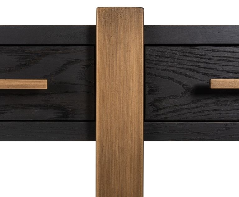Cambon Dark Oak and Brass Large Console Table