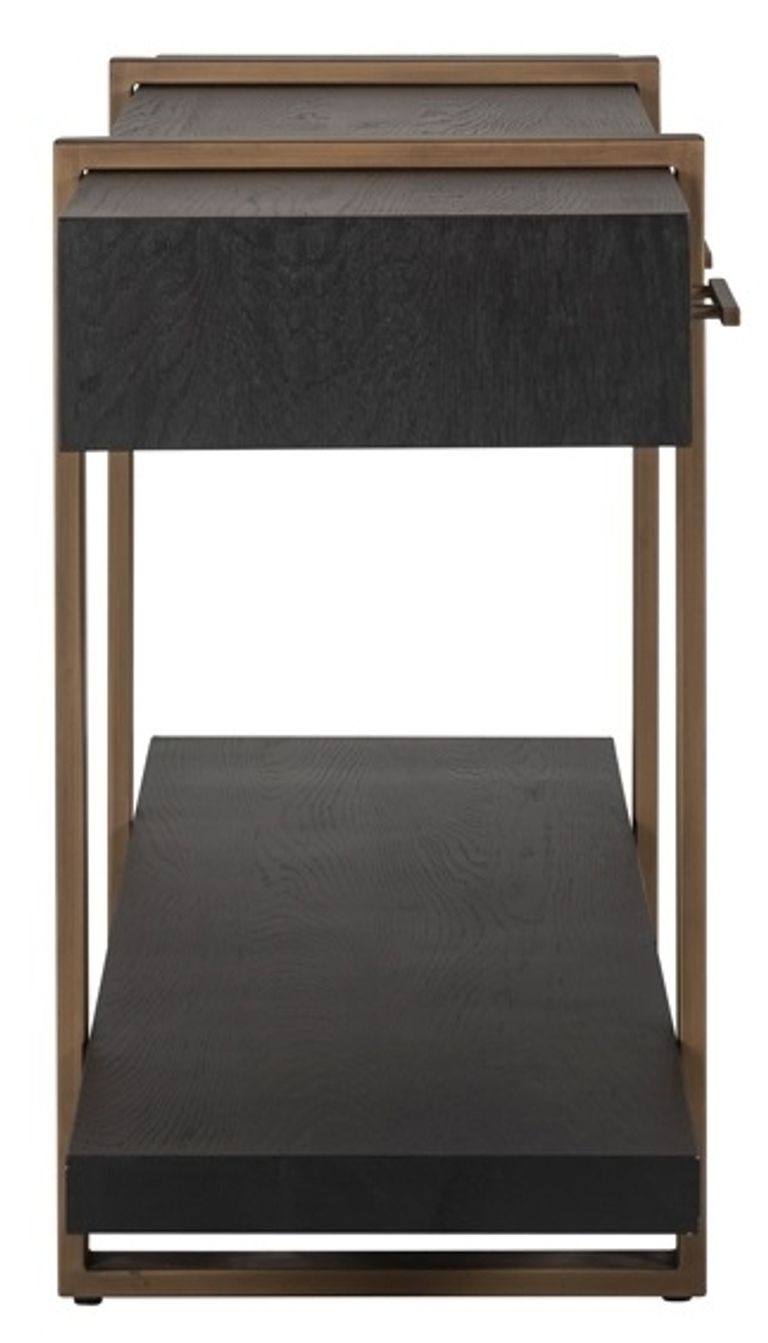 Cambon Dark Oak and Brass Large Console Table