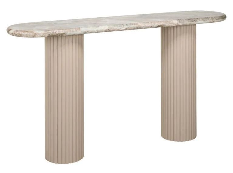 Coronel Beige Curved Console Table with Fluted Base