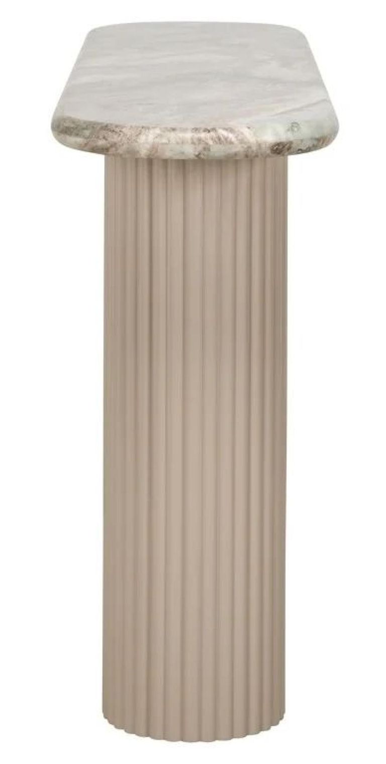Coronel Beige Curved Console Table with Fluted Base