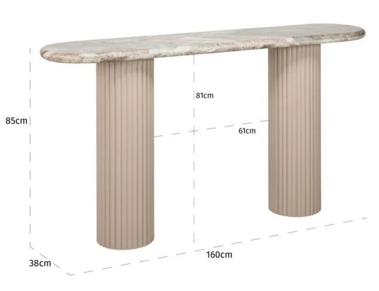 Coronel Beige Curved Console Table with Fluted Base