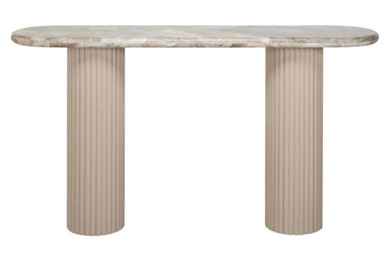 Coronel Beige Curved Console Table with Fluted Base