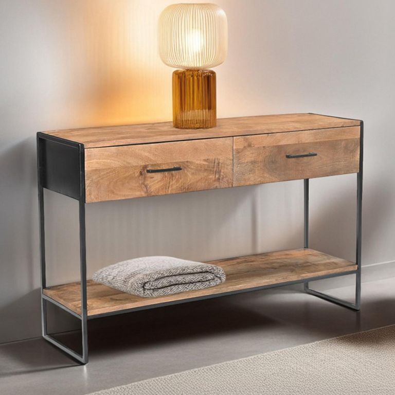 Elin Console Table - 2 Drawer - Natural - Mango Wood