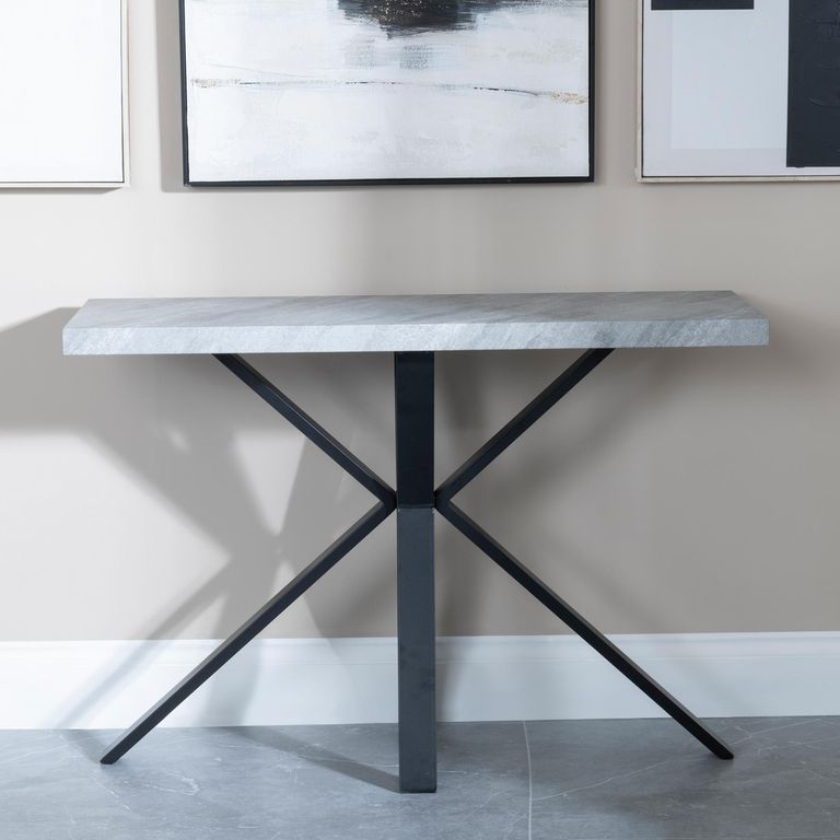 Ezra Console Table - Grey - Black Spider Legs
