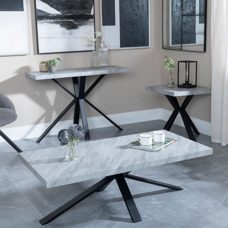Ezra Console Table - Grey - Black Spider Legs