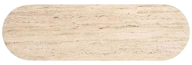 Hampton Travertine Beige Top Console Table with Black Fluted Base