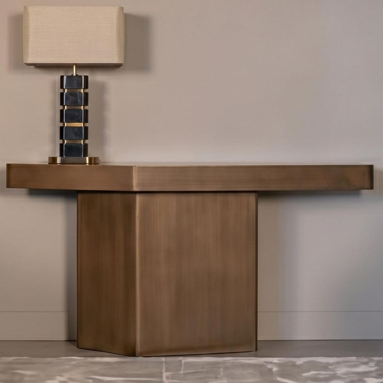 Hexa Console Table - Brushed Gold
