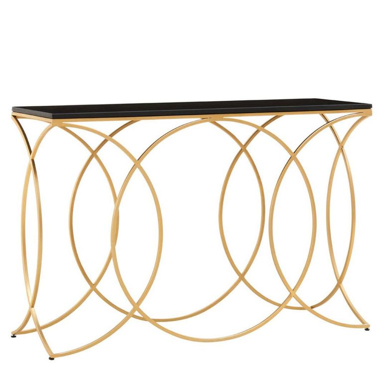 Kia Console Table - Black Marble with Gold Metal