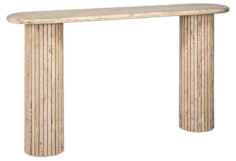 La Cantera Travertine Beige Oval Console Table