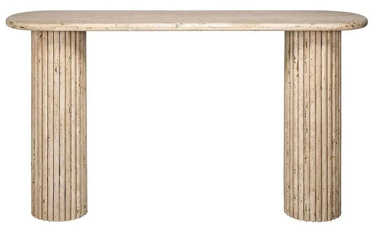 La Cantera Travertine Beige Oval Console Table