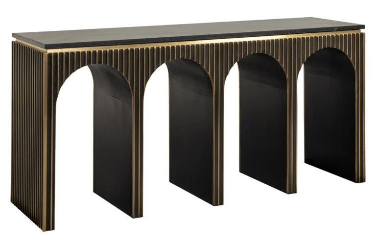 Les Arcs Brushed Gold Ribbed Console Table