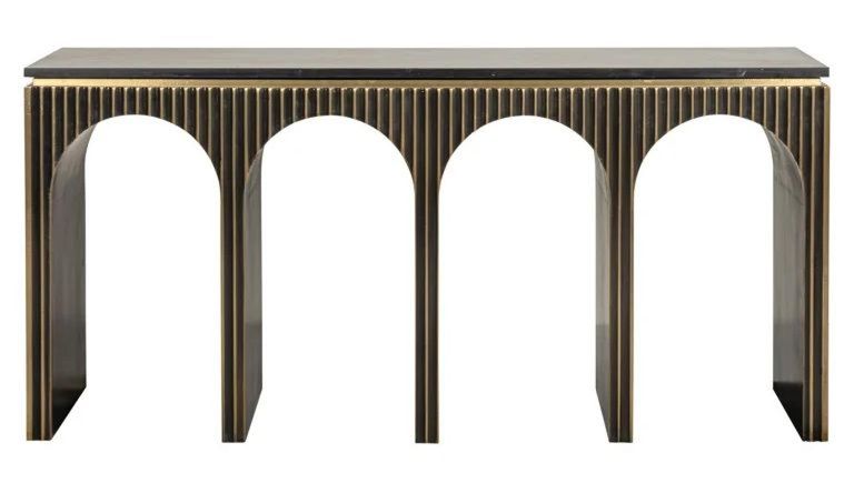 Les Arcs Brushed Gold Ribbed Console Table