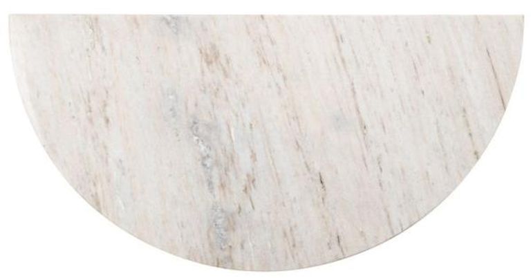 Mayfield White Marble Top Half Moon Console Table - Dark Wood Fluted Base