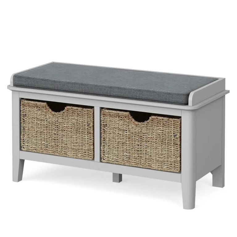 Stowe Storage Bench - with Baskets - Grey