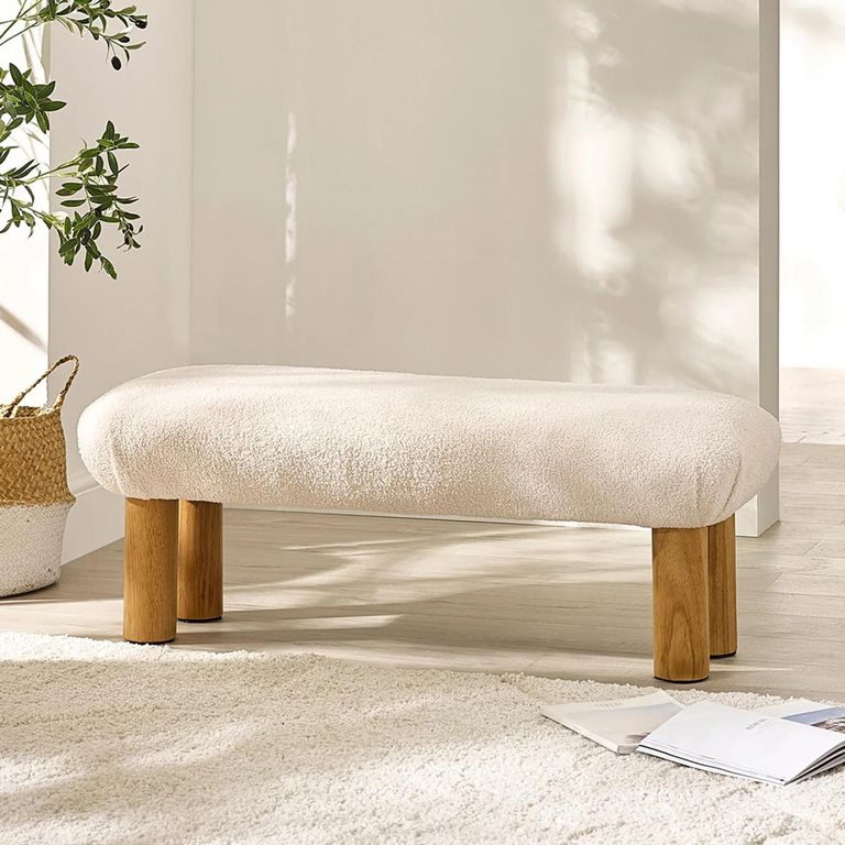 Freya Bench - White Boucle Fabric