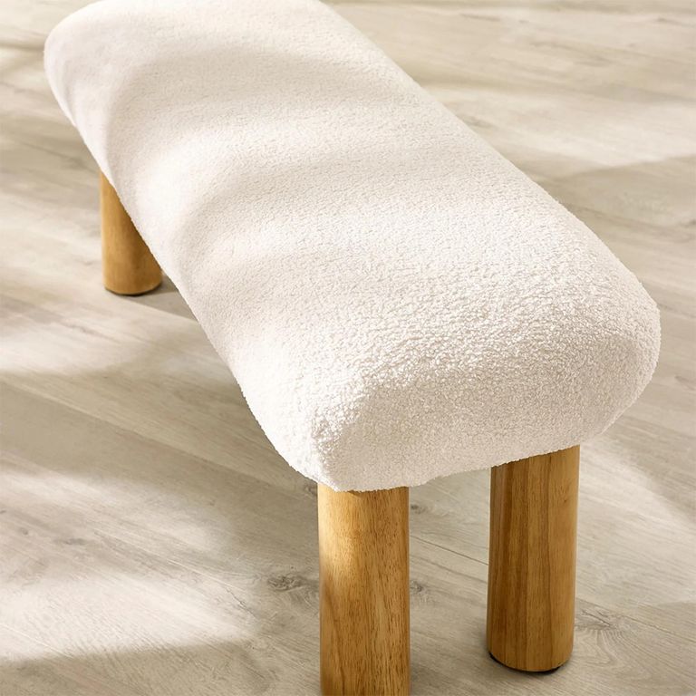 Freya Bench - White Boucle Fabric