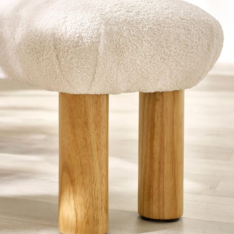 Freya Bench - White Boucle Fabric