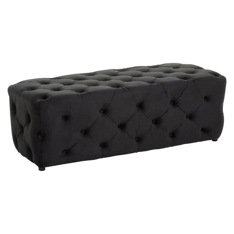 Alea Hall Bench - Black Velvet Fabric