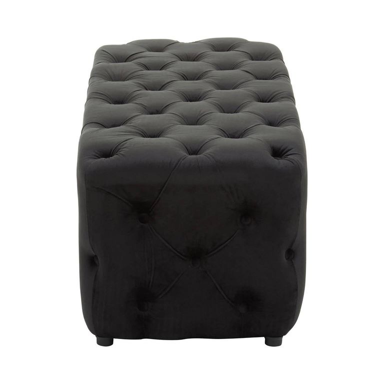 Alea Hall Bench - Black Velvet Fabric