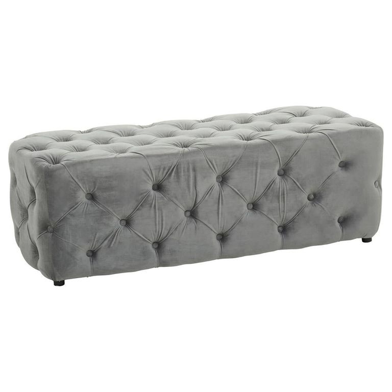 Alea Hall Bench - Grey Velvet Fabric