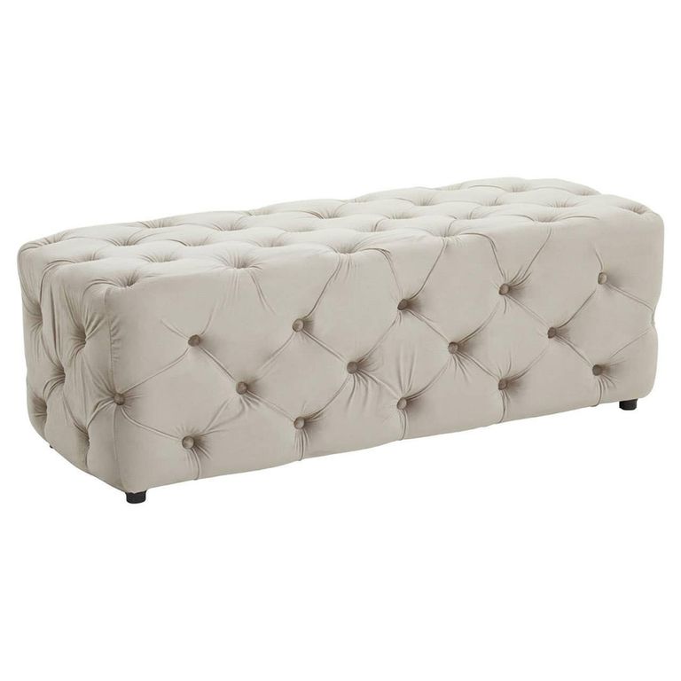 Alea Hall Bench - Mink Velvet Fabric