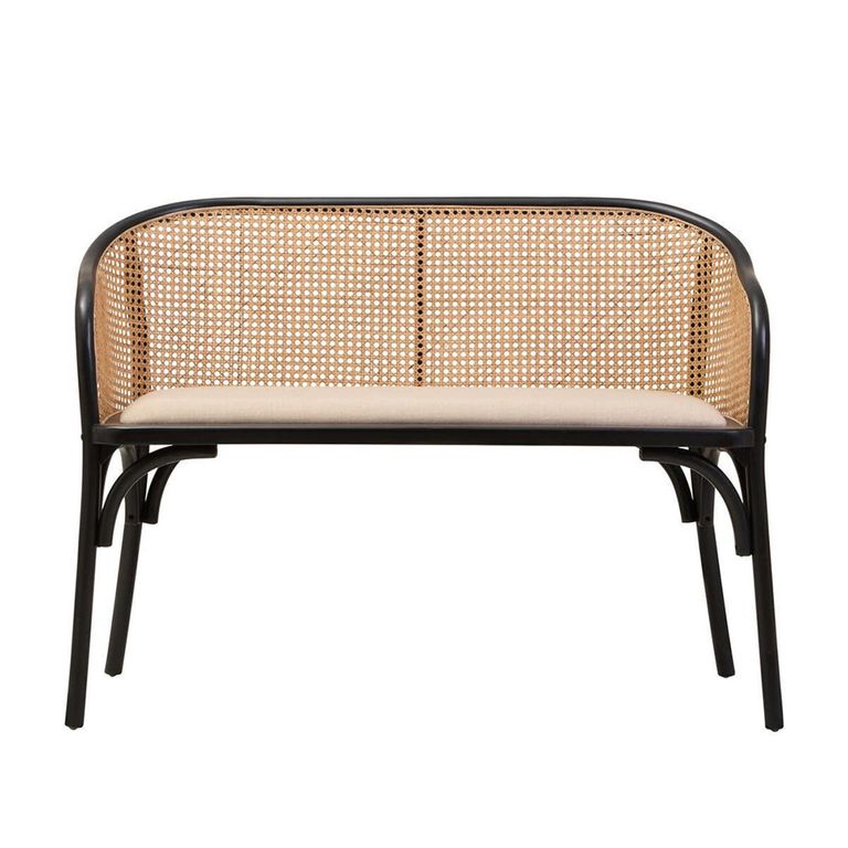Cebu Bench - Black Beech Wood with Beige Fabric