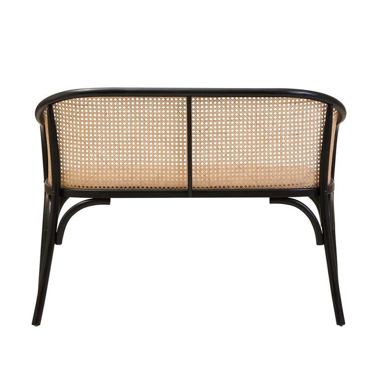 Cebu Bench - Black Beech Wood with Beige Fabric