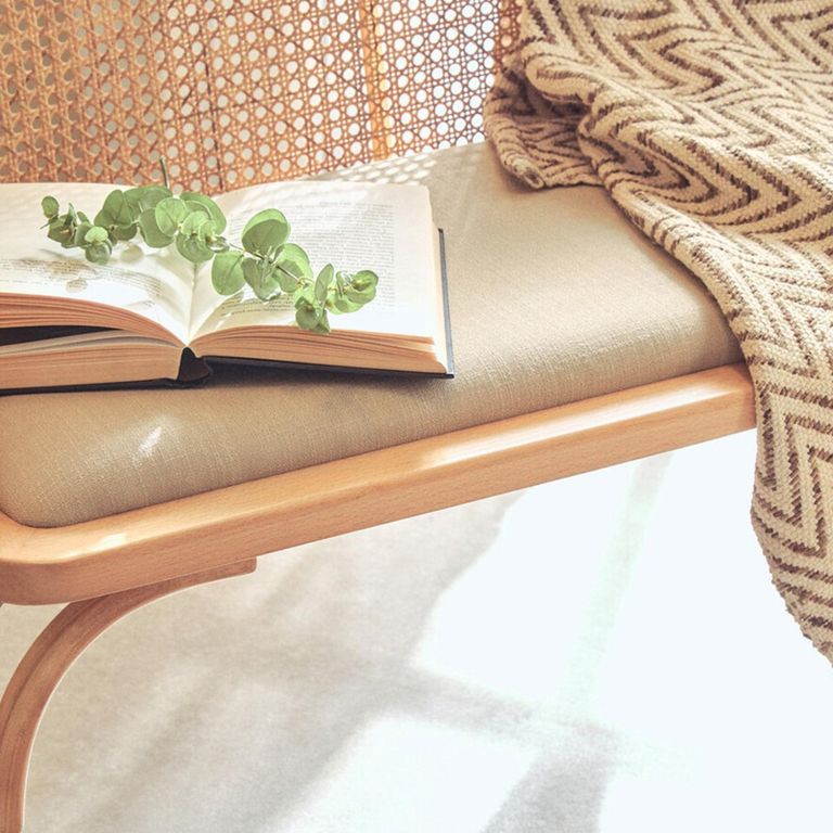 Cebu Bench - Natural Beech Wood with Beige Fabric