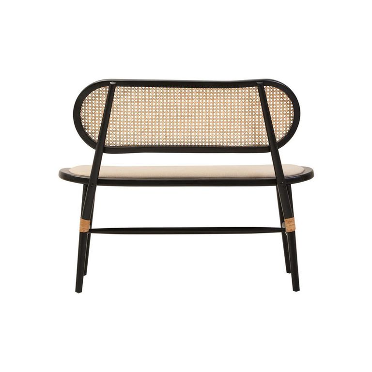 Cebu Bench - Natural Elm Wood with Beige Fabric