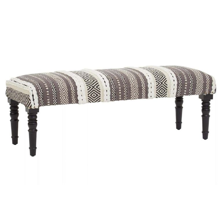 Cefena Bench - Grey and White Patterned Fabric