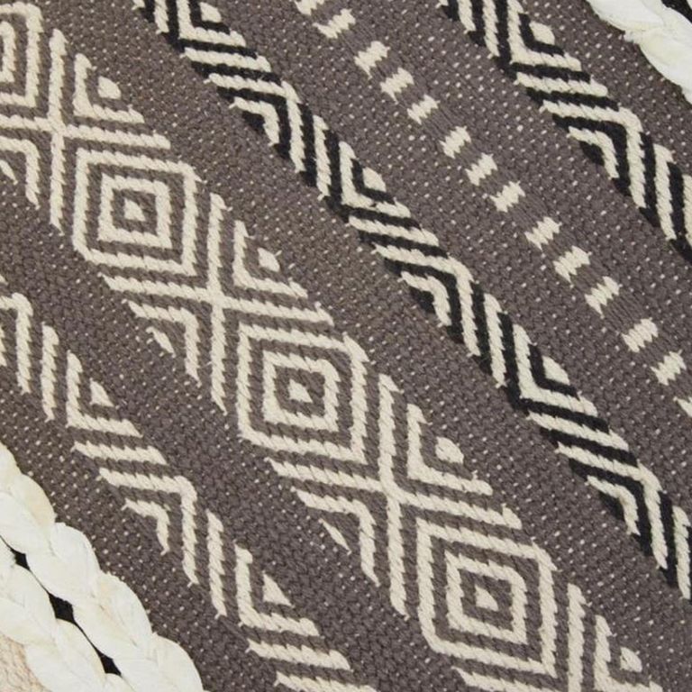 Cefena Bench - Grey and White Patterned Fabric