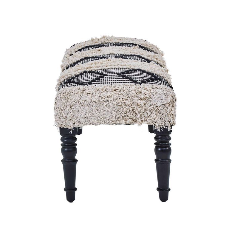 Cefena Bench - Moroccan - White and Black Fabric
