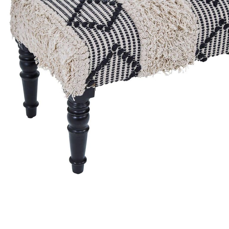 Cefena Bench - Moroccan - White and Black Fabric