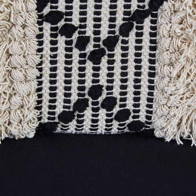 Cefena Bench - Moroccan - White and Black Fabric with Backrest