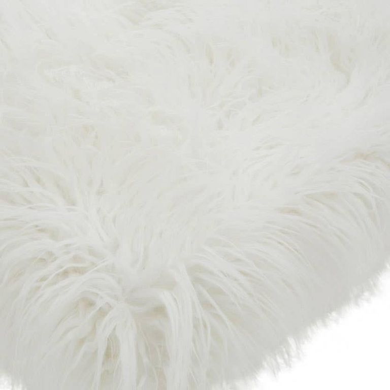 Clarence Bench - White Faux Fur with Gold Legs