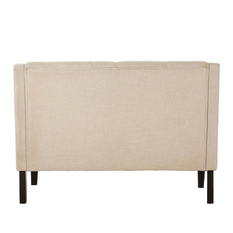 Doucet Bench - Beige Linen Fabric - High Back