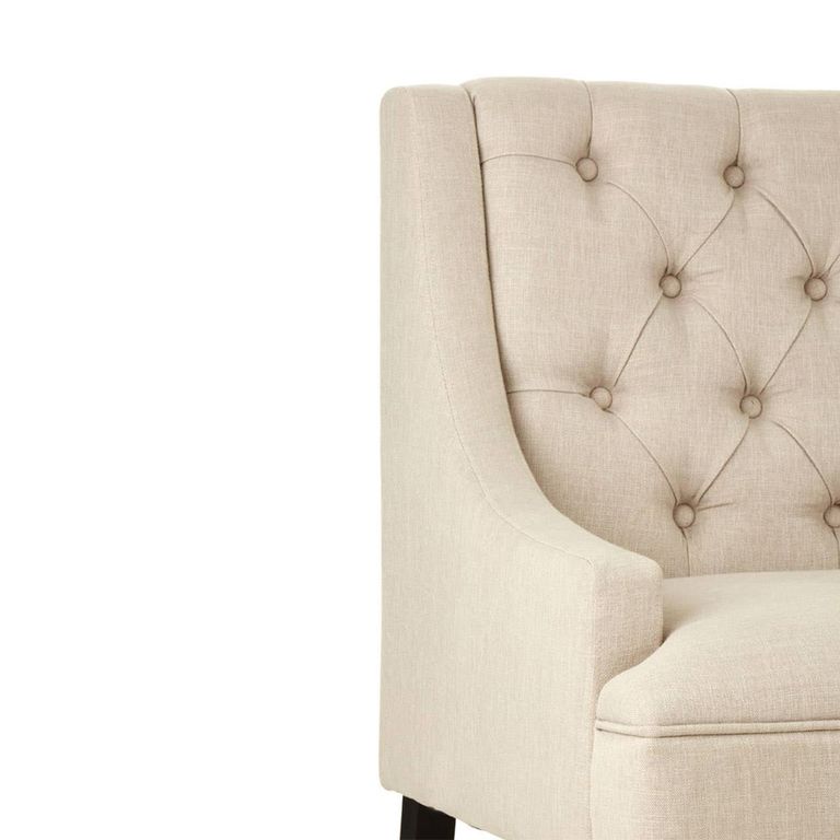 Doucet Bench - Beige Linen Fabric - High Back