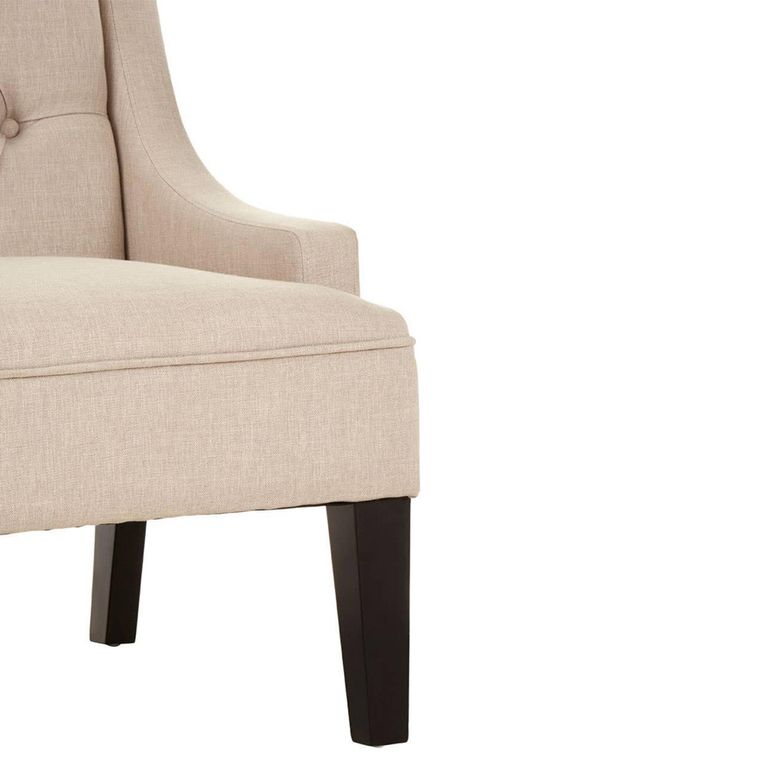 Doucet Bench - Beige Linen Fabric - High Back
